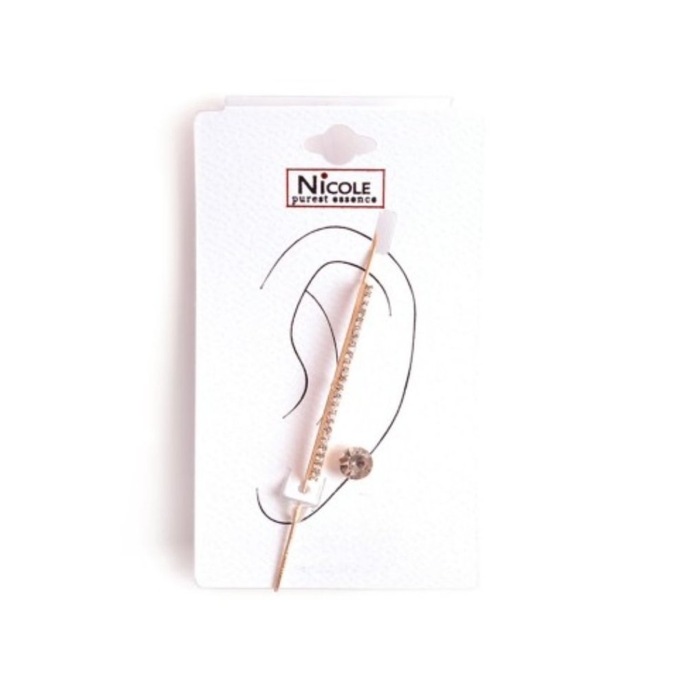 🥳3/20🥳 1 Ear Cuff with Rhinestones & Stud Earring - New in Package - Picture 4 of 9